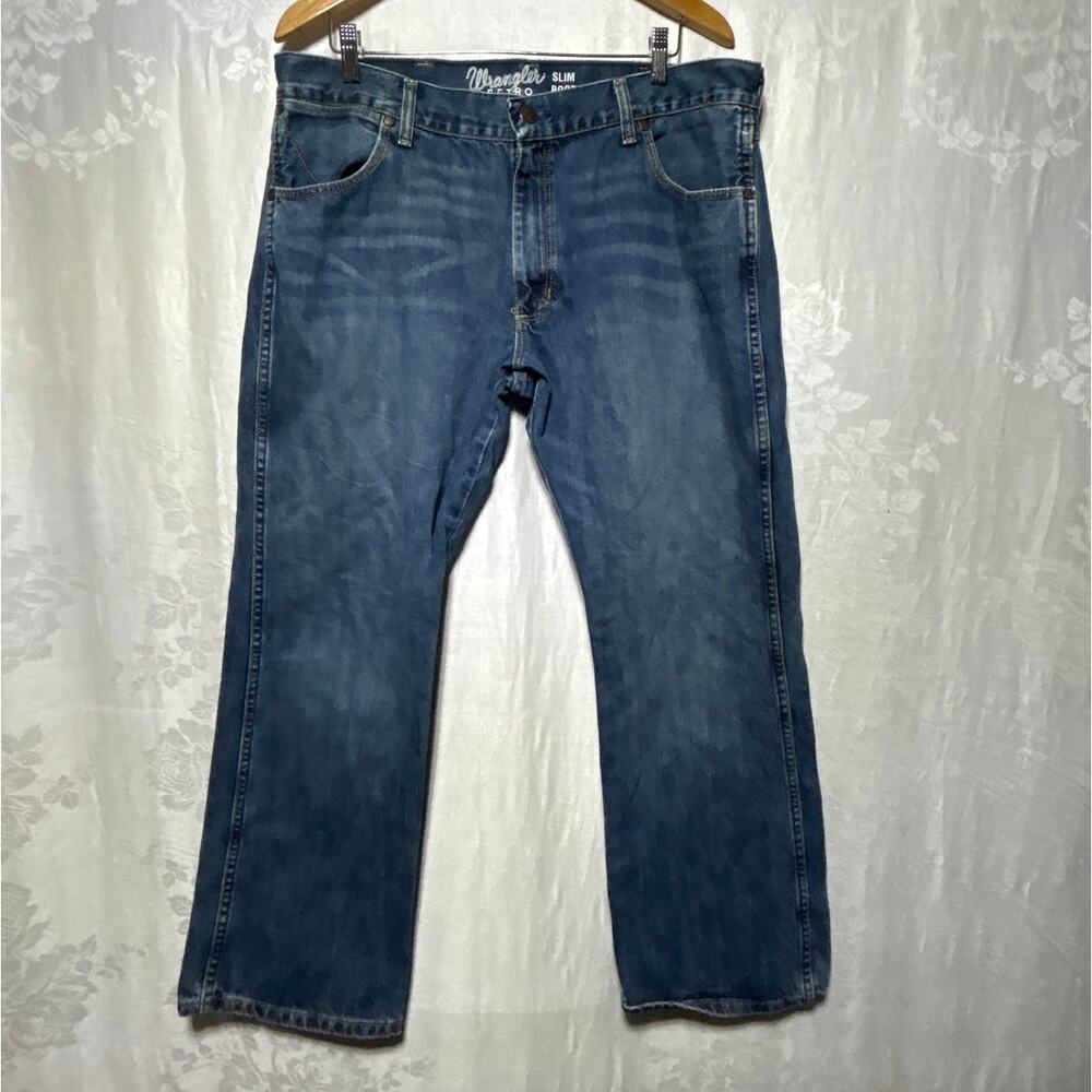 Wrangler Retro Jeans 38x30 Slim Boot Blue Denim Cowboy Western
